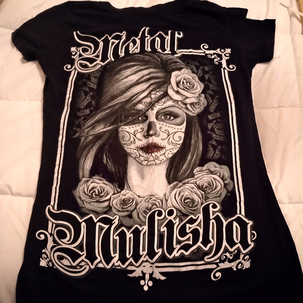 Metal Mulisha Women's Size S Chola Skull T-Shirt Black Day Of The Dead Medium